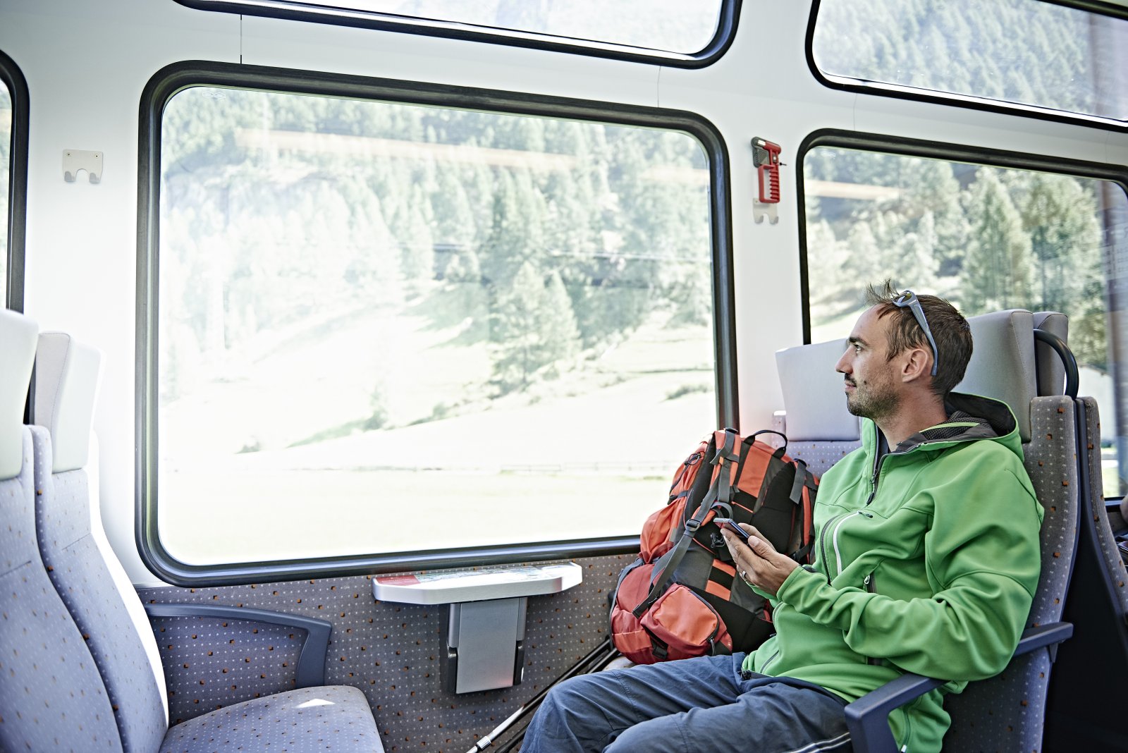 hiker in train valais switzerland 2024 06 28 22 13 48 utc